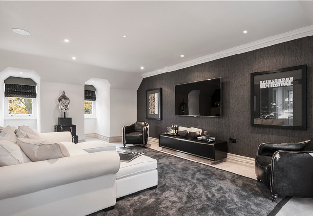 Media Room. This is a very comfortable and masculine Media Room. #MediaRoom