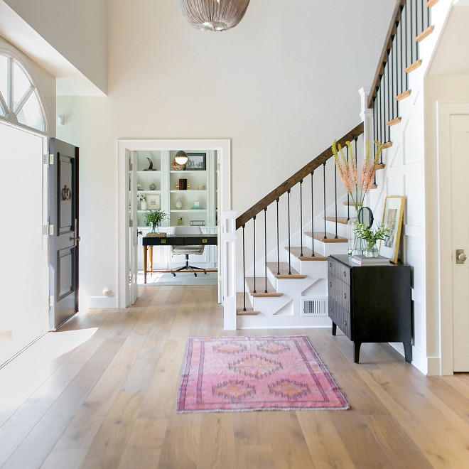 Foyer Hardwood Flooring. Foyer Plank Hardwood Flooring. The hardwood flooring in this foyer is The floors are 8" wide French fumed oak planks from Gallaher. Braun + Adams Interiors. 