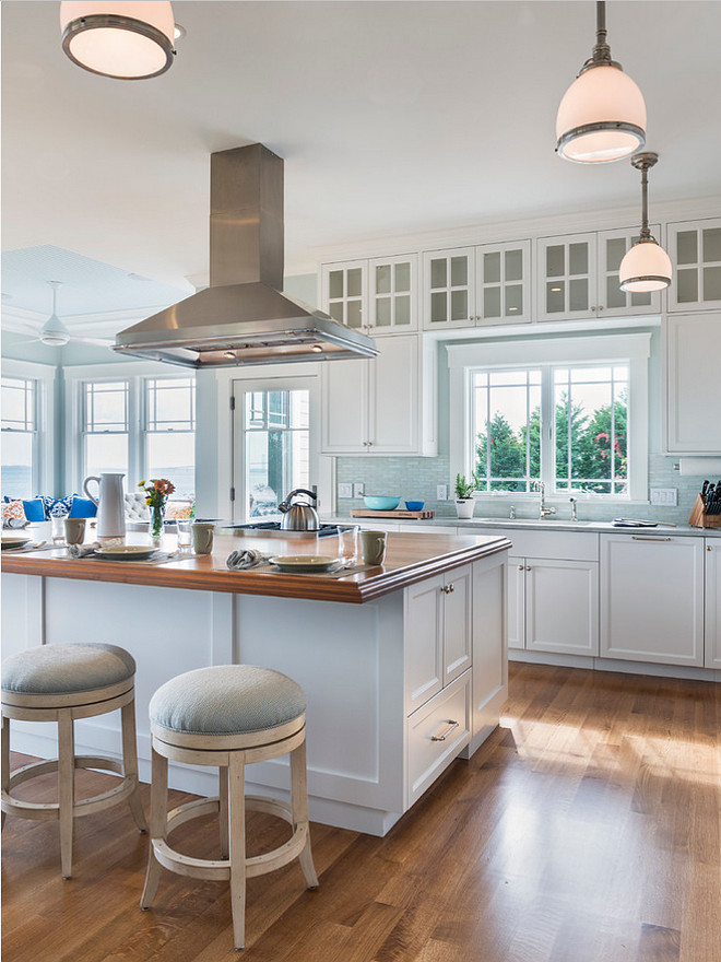 Beach House Kitchen Stool Ideas. Beach house counter stools. Beach house kitchen island stools. #BeachHouse #Kitchen #Counterstools #kitchenisland Davitt Design Build, Inc. Nat Rea Photography.