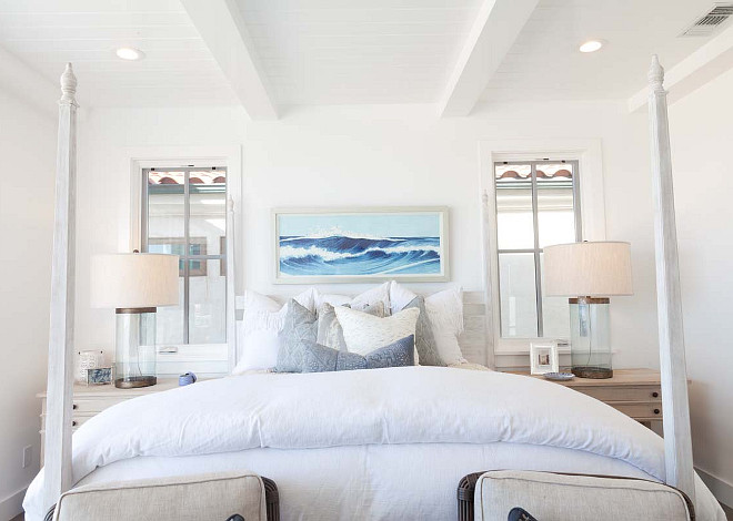Coastal Bedroom. White coastal bedroom design. Blue and white coastal bedroom. White coastal bedroom Ideas. White coastal master bedroom. #White #Bedroom #CoastalBedroom #WhiteBedroom