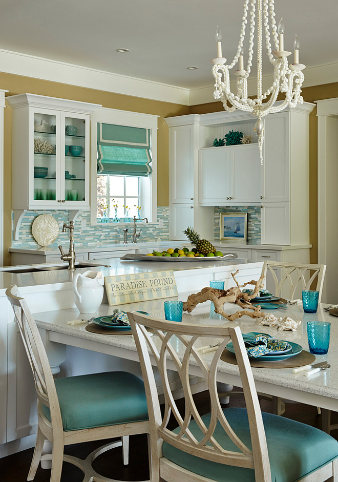 Beach House Kitchen with Turquoise Decor - Home Bunch Interior Design Ideas