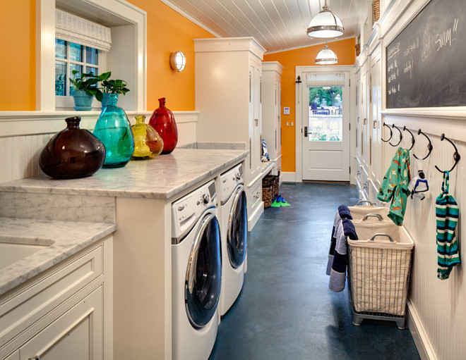 Narrow Laundry Room Layout. Narrow laundry room and mud room combined. Galley laundry Room. Galley mud room. #Narrow #LaundryRoom #Mudroom #Galley Wade Weissmann Architecture. David Bader Photography.