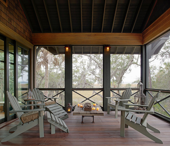 Screened Porch. Rustic Screened Porch. Rustic Screened Porch Design Ideas. Rustic Screened Porch Photos. Rustic Screened Porch Furniture #Rustic #Screened #Porch Wayne Windham Architect, P.A. Interiors by Gregory Vaughan, Kelley Designs, Inc. Photos by Atlantic Archives, Inc. 