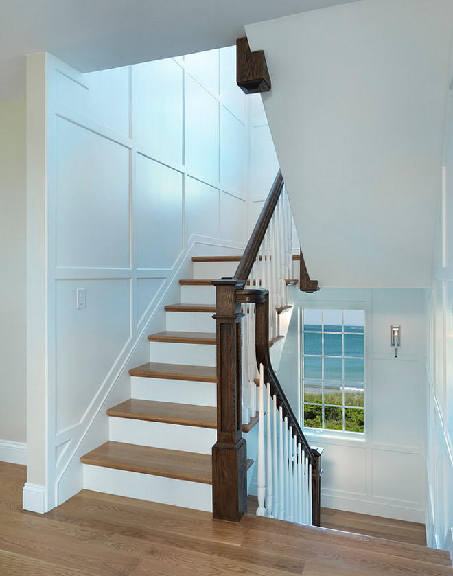 Staircase Paneling Wall Ideas. Wall Panels Staircase Design Ideas. Wainscoting Stairs. Davitt Design Build, Inc. Nat Rea Photography.