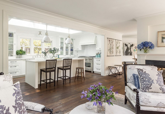 White kitchen layout. White kitchen open to living room layout. White kitchen open to living room layout ideas. #Whitekitchen #open #livingroom #layout. Heydt Designs.