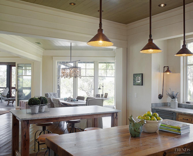 Kitchen double island. Rustic kitchen with double island. Double island kitchen ideas. #Kitchen #Doubleisland #Twoislands #KitchenIdeas Interiors by Gregory Vaughan, Kelley Designs, Inc. Photos by Atlantic Archives, Inc. 