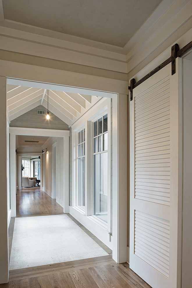 Benjamin Moore Bone White. Benjamin Moore Bone White. Barn door and trim paint color (thought-out the house) is Benjamin Moore Bone White. #BenjaminMooreBoneWhite Wayne Windham Architect, P.A. Interiors by Gregory Vaughan, Kelley Designs, Inc. Photos by Atlantic Archives, Inc. 