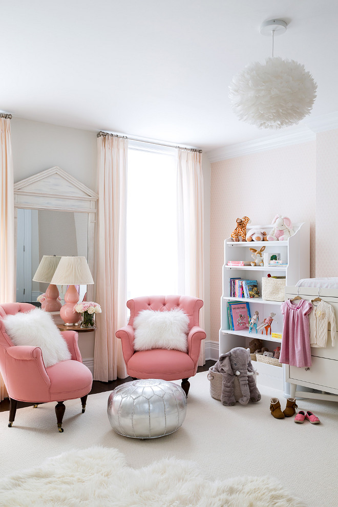 Babys girl nursery. Baby girl nursery with pale pink walls. #BabyGirl #Nursery #PalePink Chango & Co. Photo by Ball & Albanese.