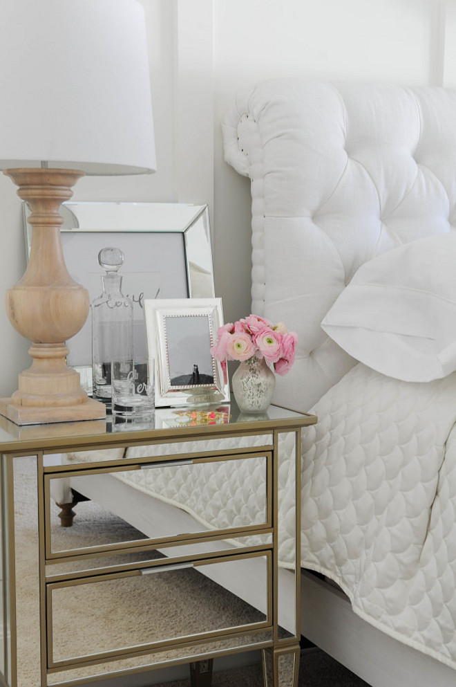 Bedroom Mirror Nightstand. Mirror, Side Table, Nightstand, Lamp, Bedroom Decor Monika Hibbs.