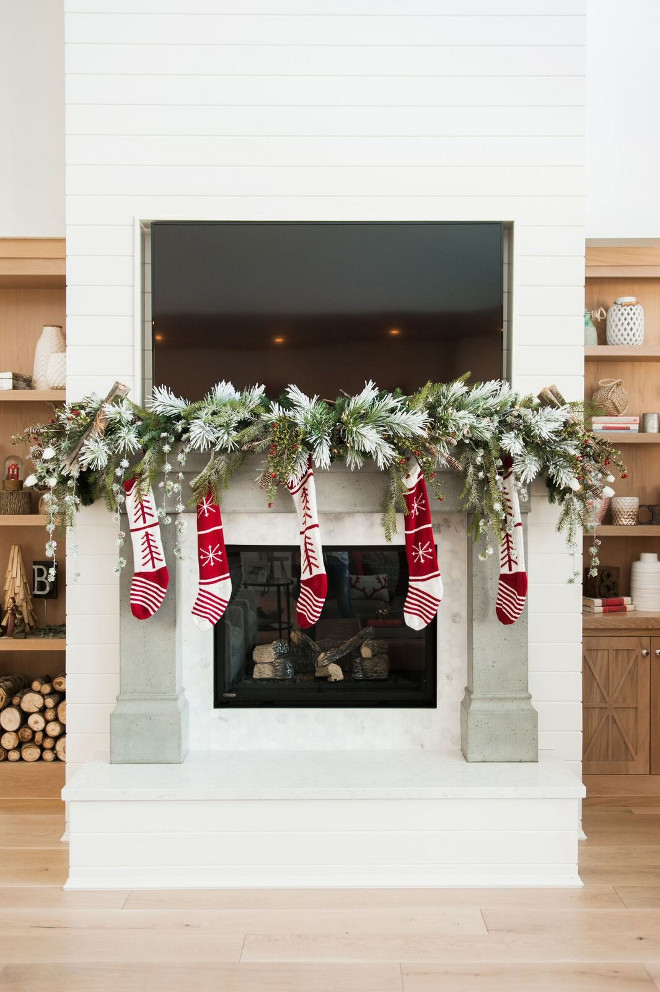Christmas Fireplace. Christmas Mantel Fireplace with Stockings. #Christmas #Mantel #Fireplace #Stockings Gatehouse No.1.