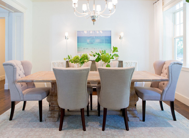 Dining Room Table. Whitewashed dining room table. The Whitewashed dining room table is from Dovetail Furniture. #DiningRoom #Table #DovetailFurniture #WhitewashTable Braun + Adams Interiors.