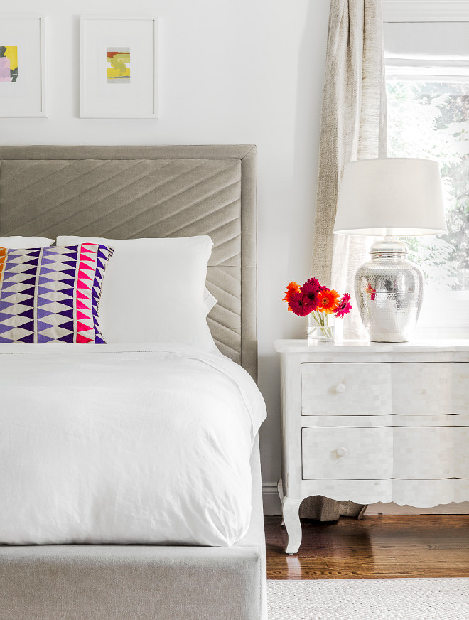 Gray Headboard. Bedroom with gray headboard. Master bedroom with gray headboard. #Gray #Headboard Chango & Co. Sean Litchfield Photography.