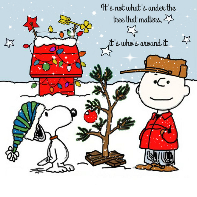 It's not what's under the tree that matters, it's who's around it.Charlie Brown, Charlie Brown Christmas and Brown.