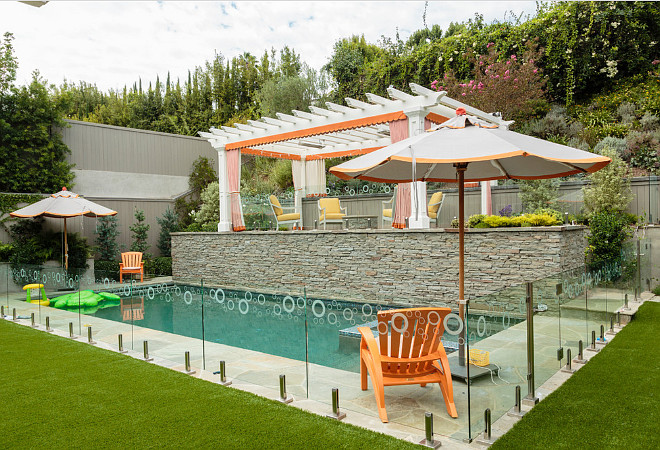 Small backyard pool ideas. Small backyard pool fenced with glass and multiple entertaining areas. Small backyard pool ideas. Small backyard pool layout. #Small #backyard #pool