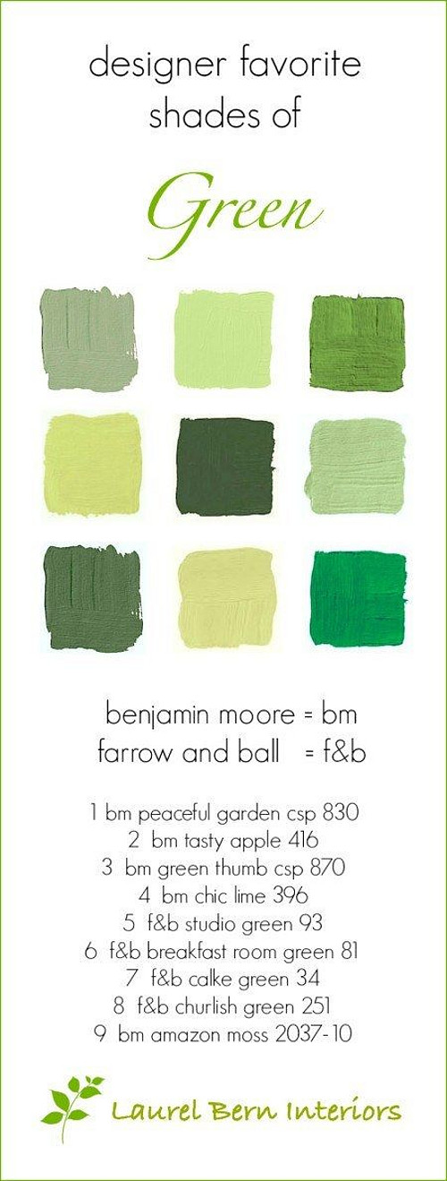 Popular Green Paint Colors. Green Front Door Paint Color. Benjamin Moore Peaceful Garden CSP 830. Benjamin Moore Tasty Apple 416. Benjamin Moore Green Thumb CSP 870. Benjamin Moore Chic Lime 396. Farrow and Ball Studio Green 93. Farrow and Ball Breakfast Room Green 81. Farrow and Ball Cake Green 34. Farrow and Ball Churlish Green 251. Benjamin Moore Amazon Moss 2037-10. #GreenPaintColor #Green #PaintColor #GreenPaints #FrontDoor By Laurel Bern Interiors.