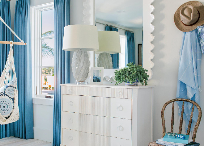 Blue and white bedroom. HGTV Dream Home 2016 Blue and white bedroom