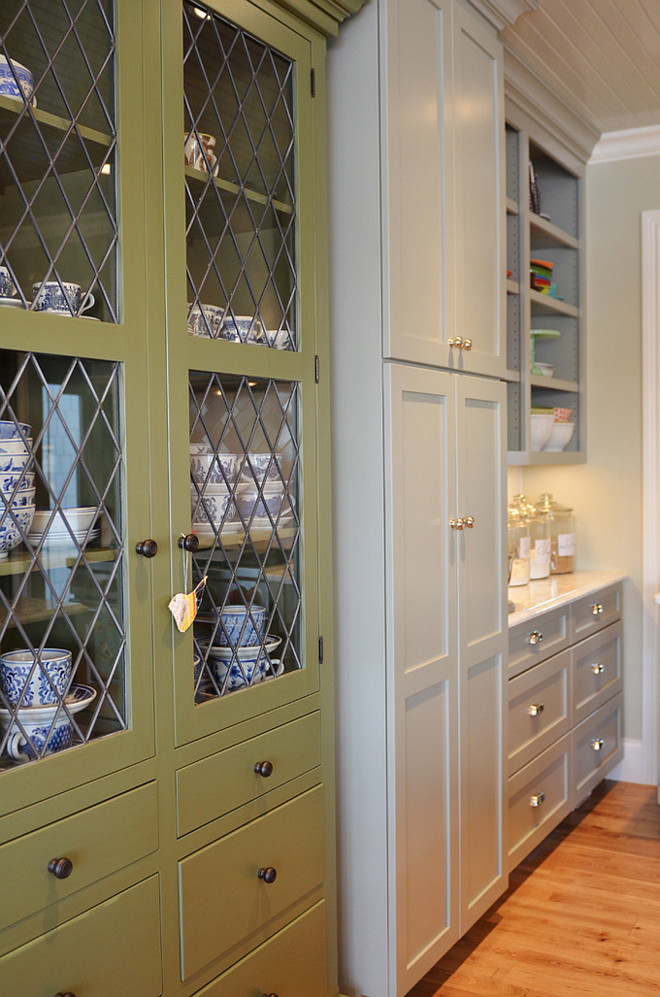 Great Barrington Green by Benjamin Moore. The green cabinet paint color is Great Barrington Green by Benjamin Moore. The gray cabinet paint color is Fieldstone by Benjamin Moore. Life in Grace
