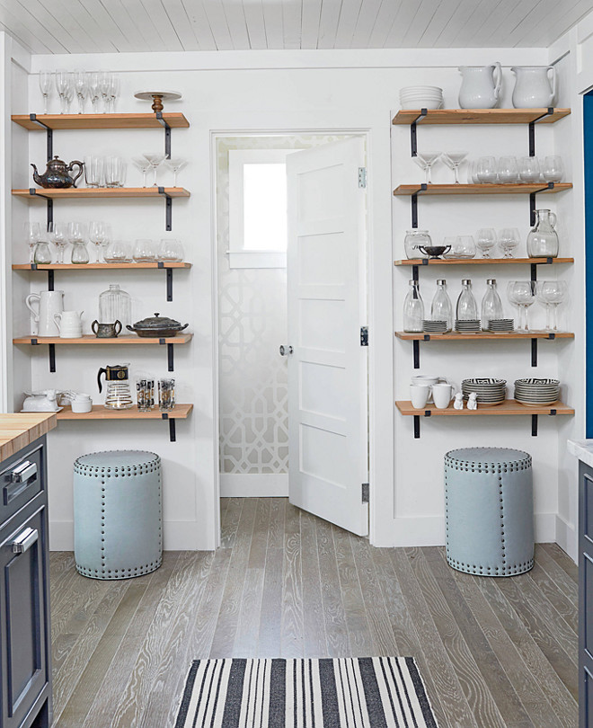 Kitchen Storage. Create more storage space in your kitchen by adding open shelving on an empty wall. Kitchen Storage Solutions. Small Kitchen Storage. Small Kitchen Storage Ideas. #KitchenStorage