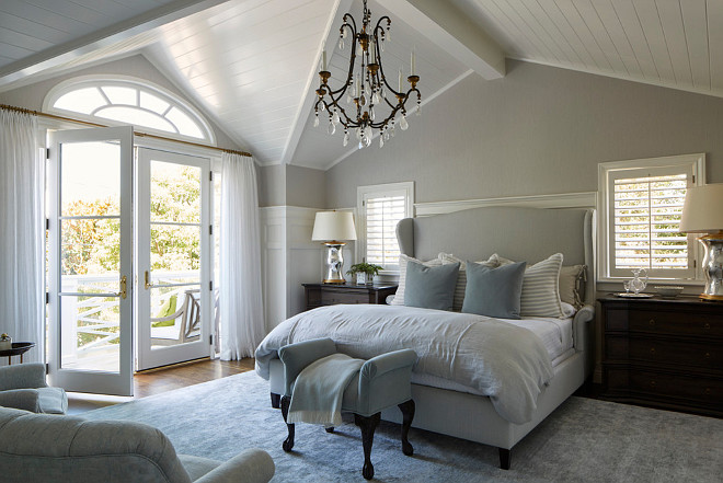 Traditional Bedroom with paneled walls and white plank ceiling. Traditional Bedroom. Traditional Bedroom Wainscotting. Traditional Bedroom Paneling. Traditional Bedroom Paneled Walls. Traditional Bedroom Ceiling. Traditional Bedroom Plank Ceiling #TraditionalBedroom JODI FLEMING DESIGN