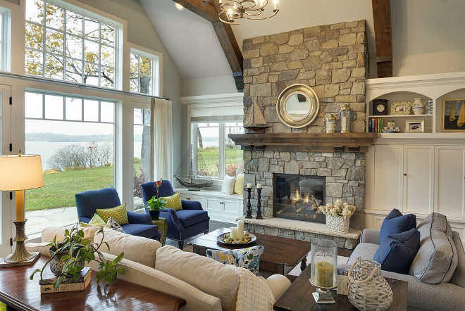 Beach house stone fireplace, Beach house living room stone fireplace #Beachhouse #livingroom #stonefireplace #fireplace Stonewood, LLC.