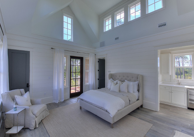 Bedroom plank wall wainscoting. 30avibe Photography.