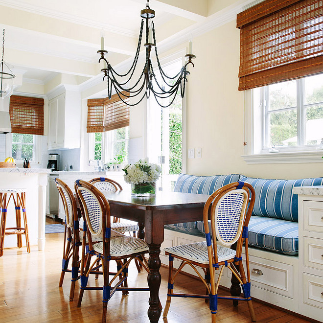 Breakfast Nook Banquette and French Bistro Chairs, Beautiful Breakfast Nook Banquette and French Bistro Chairs #BreakfastNook #BreakfastNookBanquette #Banquette #FrenchBistroChairs Waterleaf Interiors