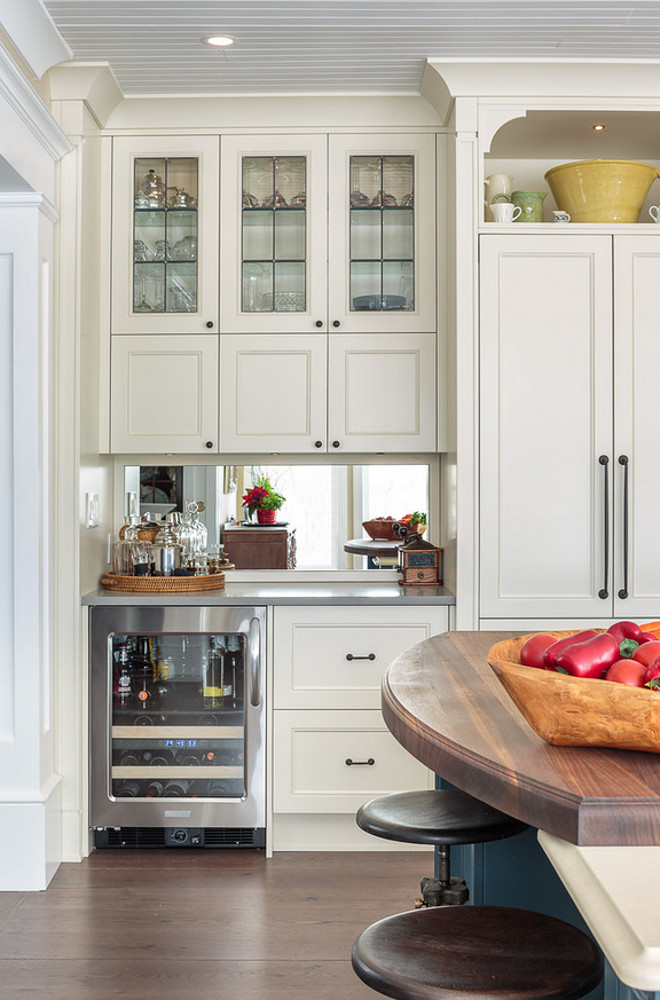 Kitchen Bar Kitchen Bar Cabinet with mirror backsplash to reflect the kitchen's view #KitchenBar #KitchenBarCabinet #KitchenBarIdeas #KitchenBarBacksplash #KitchenBarDesign