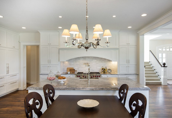 Kitchen island connected to table, Kitchen Island Table design ideas and photos, Kitchen Island Table Combo, Kitchen Island Table Combination #KitchenIslandTable Divine Custom Homes Bria Hammel Interiors