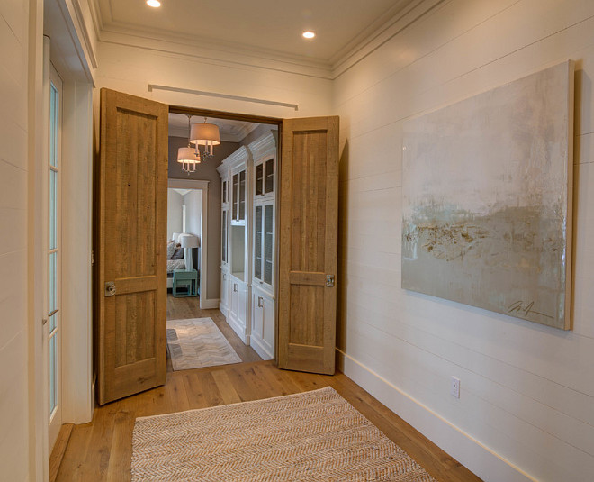 Master entry. A hallway with shiplap walls lead you to the master bedroom. #Masterentry 30A Interiors