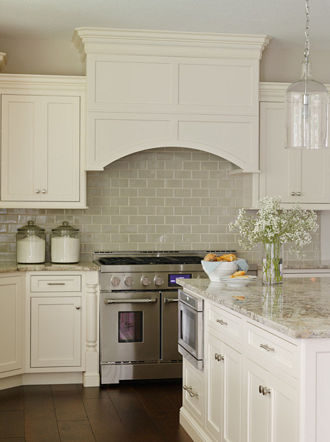 Off white kitchen backsplash. Off white kitchen backsplash tiles. This neutral backsplash tile works perfectly with off white kitchen cabinets. #offwhitebacksplashtiles