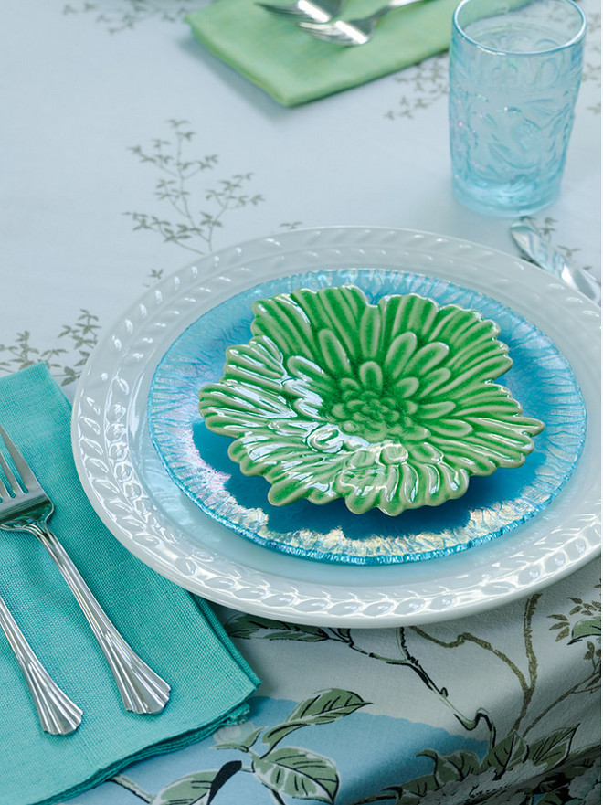 Turquoise aqua green table decor ideas. Erin O'Connor Design, Gridley + Graves Photographers