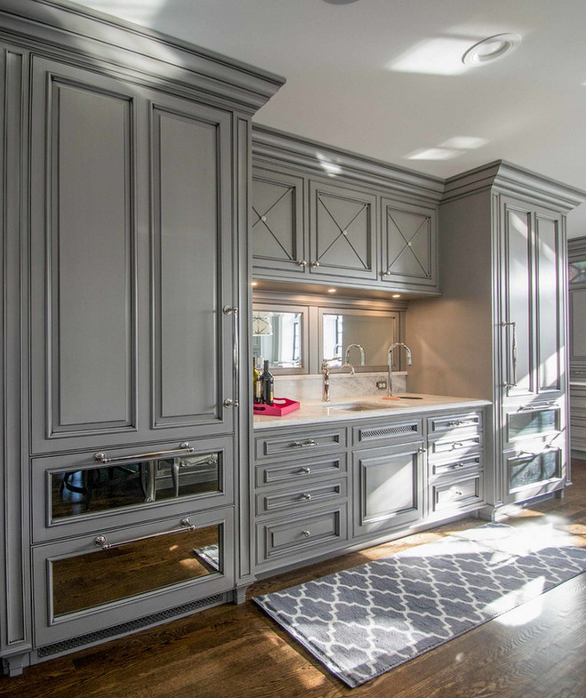 Furniture Like Kitchen Cabinet. Furniture Like Kitchen Cabinet with paneled fridge and freezer flanking kitchen bar.  Furniture Like Kitchen Cabinet. Large built-in refrigerators are integrated with mirrored cabinetry to enhance the traditional style of the kitchen. #furniturelikecabinet #furniturelikekitchencabinet Lori Wiles Design