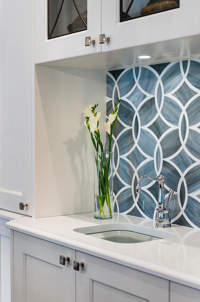 White kitchen with blue gray backsplash tile home bunch ...