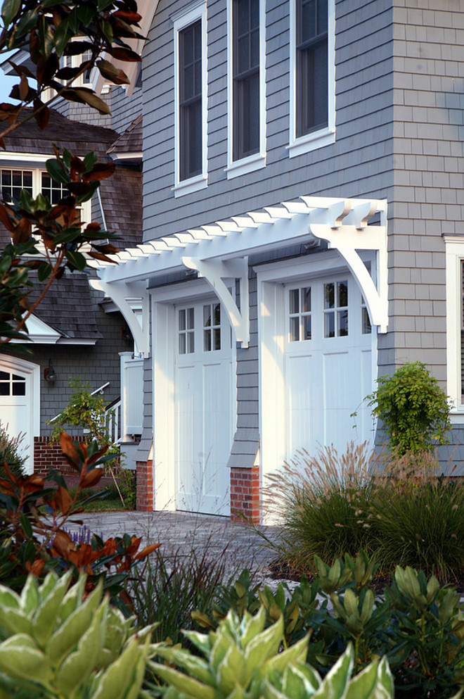 Garage Ideas. Shingle Home Garage Trim. Garage Door Trim. Garage Door Millwork. #GarageDoor Asher Associates Architects