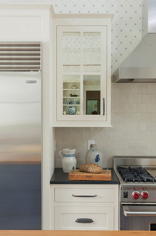 Kitchen cabinet with mirrored doors. Mirror kitchen cabinet doors. Banks Design Associates