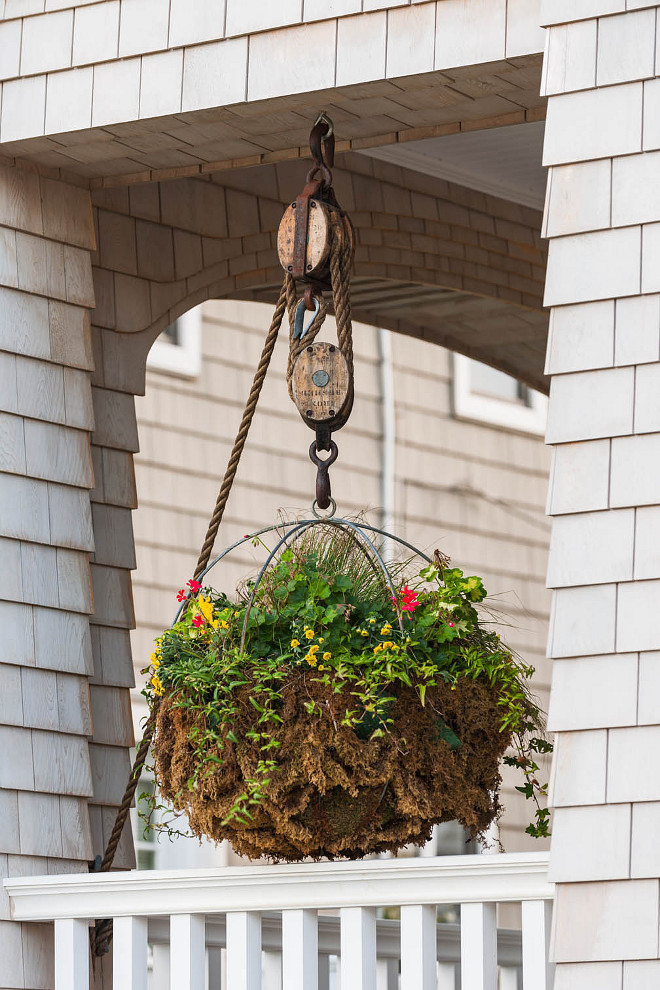 Porch hanging flower basket. Beach house Porch hanging flower basket ideas. Porch hanging flower basket #Porchhangingbasket #Porchhangingflowerbasket Asher Architects