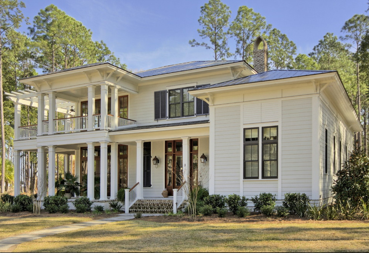 Siding and trim home paint color. Siding paint color is Stone White by Benjamin Moore (2120-70) and for the trim, Simply White by Benjamin Moore (2143-70) Court Atkins Group