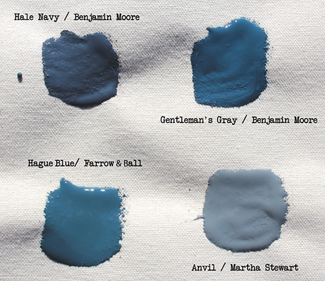 Blue and Navy Paint Color. Benjamin Moore Hale Navy. Benjamin Moore Gentleman's Gray. Farrow and Ball Hague Blue. Martha Stewart Anvil. #BenjaminMooreHaleNavy #BenjaminMooreGentlemasGray #FarrowandBallHagueBlue #MarthaStewartAnvil #Bluepaintcolors #Navypaintcolor