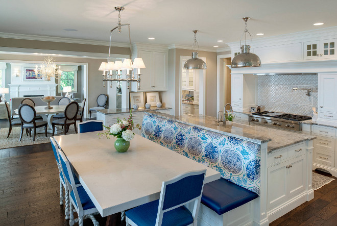 Kitchen island banquette. Island Banquette. Kitchen with banquette connected to island. Kitchen island banquette ideas #Kitchenislandbanquette #islandbanquette #islandbanquetteideas #islandbanquette Alexander Design Group, Inc.