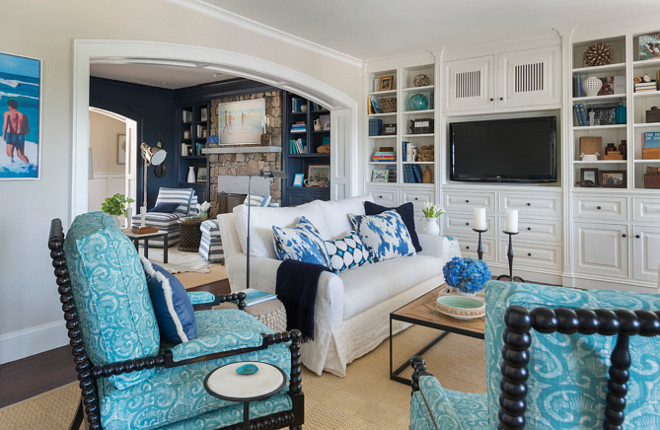 Coastal style blue and white interiors. Blue and white interiors. Beach house with Blue and white interiors. #Blueandwhiteinteriors Kate Jackson Design
