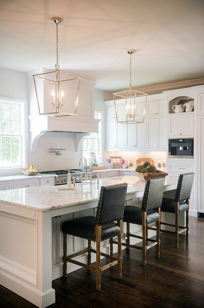 Darlana Kitchen Pendants. Darlana Kitchen Pendants above Island. Darlana Pendants. Darlana Pendants in Polished Nickel. #DarlanaPendants Artisan Design Studio