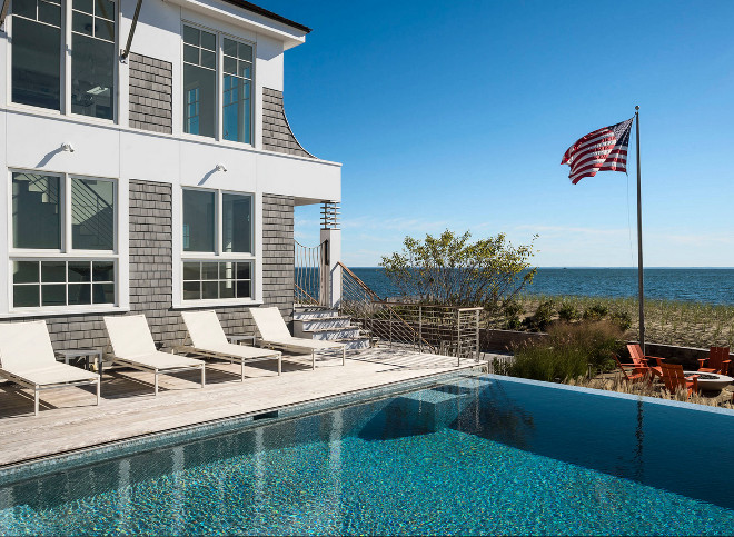 Hamptons Beach house backyard with pool. #Hamptons #HamptonsBeachhouse #Beachhousebackyard Artemis Landscape Architects, Inc.