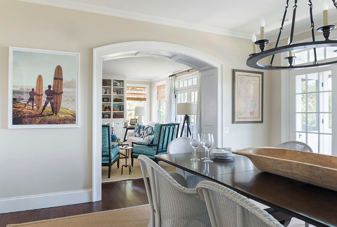 Kitchen Dining Area opens to family room through an arched doorway. Kitchen Dining Area with arched doorway. #Kitchen #DiningArea #ArchedDoorway Kate Jackson Design