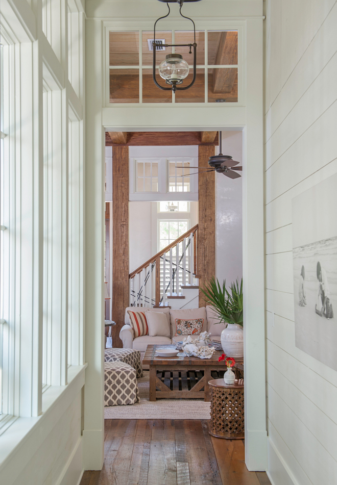 Benjamin Moore OC-17 White Dove. Warm White Shiplap Walls Painted in Benjamin Moore OC-17 White Dove. #WarmWhite #ShiplapWalls #BenjaminMooreOC17WhiteDove Interiors by Courtney Dickey and T.S. Adams Studio. 