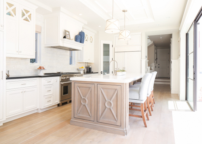 Kitchen floors. Kitchen hardwood floors. Wood floors are white oak with a custom stain applied after installation. #kitchenfloors #hardwoodfloors #woodflooors #whiteoakfloors #whiteoakhardwood #whiteoakhardwoodfloors Patterson Custom Homes. Interiors by Trish Steele, Churchill Design.
