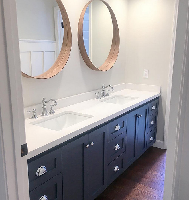 Benjamin Moore Evening Dove. Benjamin Moore Evening Dove is a deep blue with a charcoal undertone. Benjamin Moore Evening Dove #BenjaminMooreEveningDove Eye for the Pretty. Interiors by Nicole Salceda.