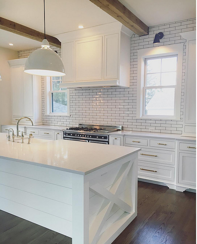 Kitchen shiplap island. Kitchen shiplap island and x mullion on the sides. Kitchen shiplap island. Kitchen shiplap island #Kitchen #shiplapisland #xmullion #xisland Kate Marker Interiors.