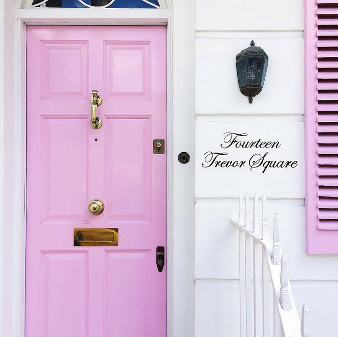 Pink Door. Pink Door Paint Color. Pink Door and Shutters. Pink Front Door #PinkDoor #PinkfrontDoor #Pinkshutters Via The Neotrad.