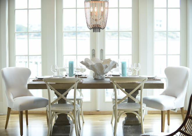 Dining Room Furniture List. Dining room Furniture. Dining Table and Side Chairs are from Restoration Hardware. Host Chairs are from Lee Industries. #DiningRoom #DiningRoomFurniture #DiningRoomchairs #DiningRoomtable #DiningRoomfurniture Interiors by Courtney Dickey of TS Adams Studio.