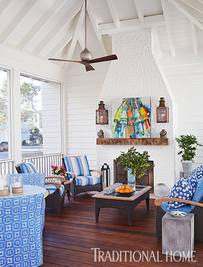 Screened in porch floor. The screened in porch floor is 10-inch-wide antique oak plank floors finished with a fuming technique. #Screenedinporch #porch #floor #Screenedinporchfloor #porchfloor #antiqueoakplankfloors 